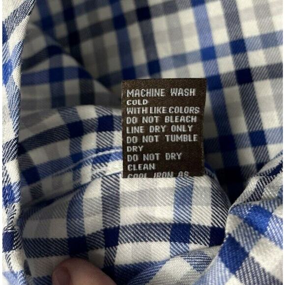 J McLaughlin Blue Plaid Button Up Shirt Mens Size XL Long Sleeve Casual Office - Picture 9 of 9
